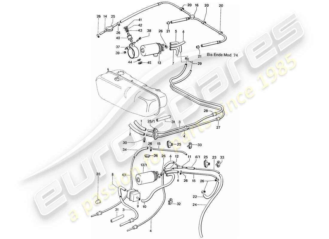 porsche 1975 (914) fuel line - d >> - mj 1974 part diagram