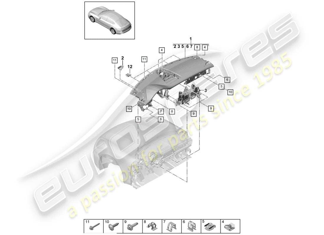 porsche 2019 (panamera 971-1) dashboard part diagram