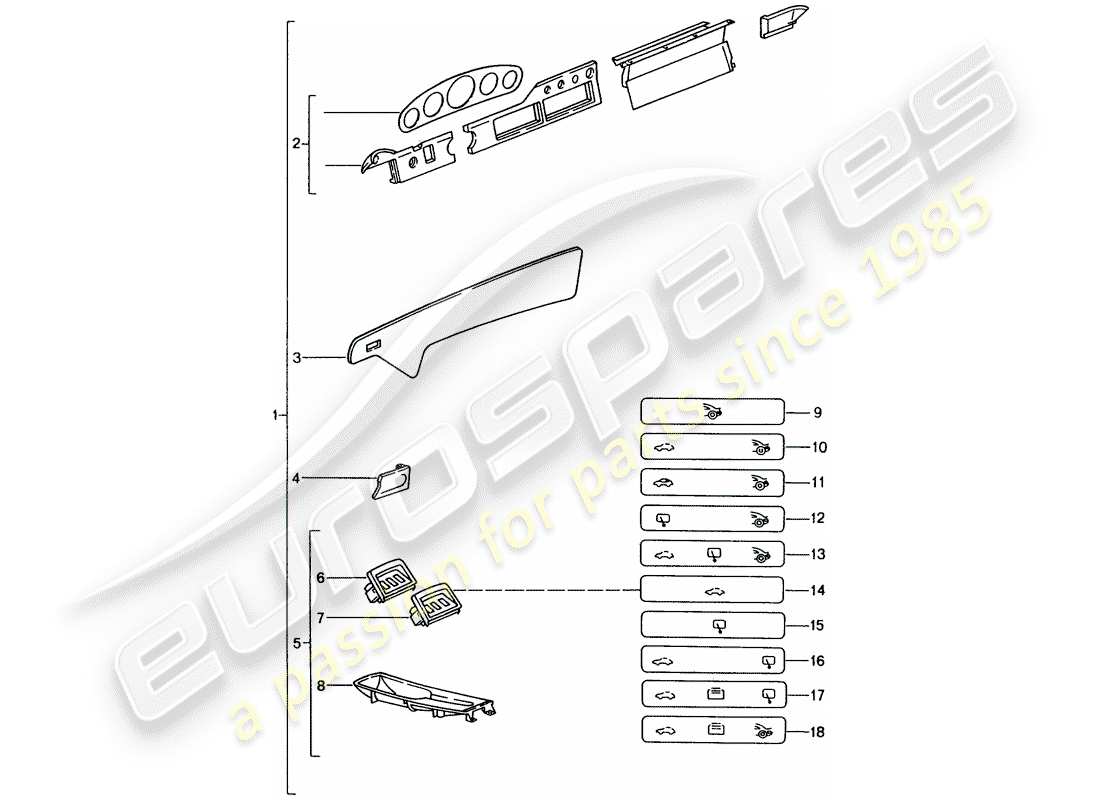 porsche 2006 (tequipment) passenger compartment parts diagram