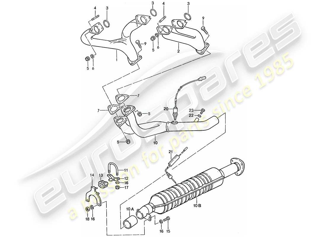 porsche 1990 (944) exhaust system - catalyst part diagram