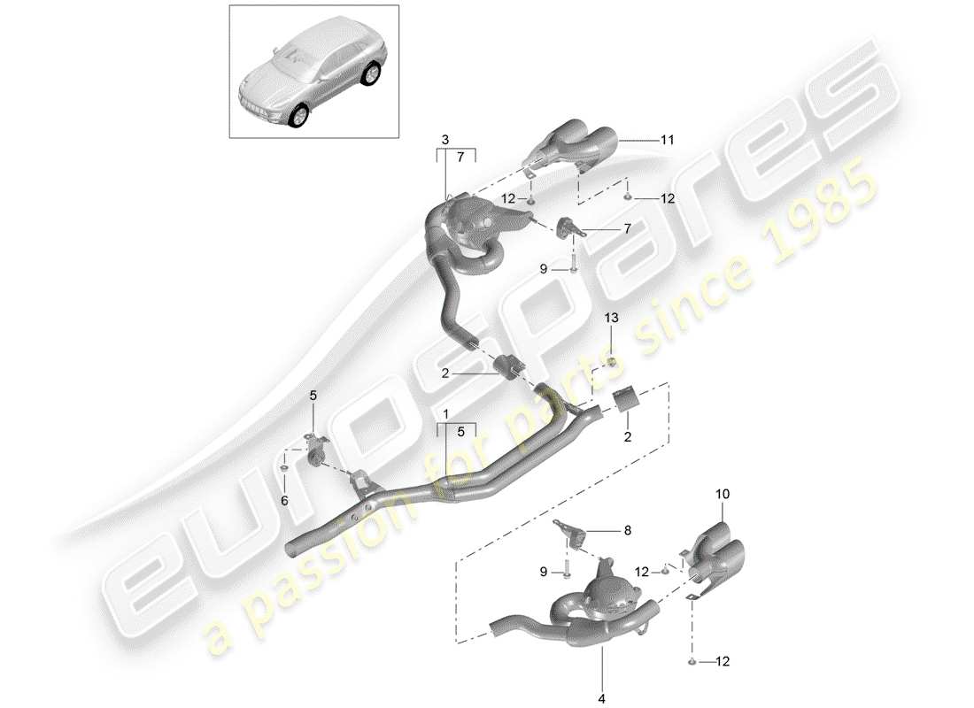 porsche 2014 (macan) exhaust system part diagram