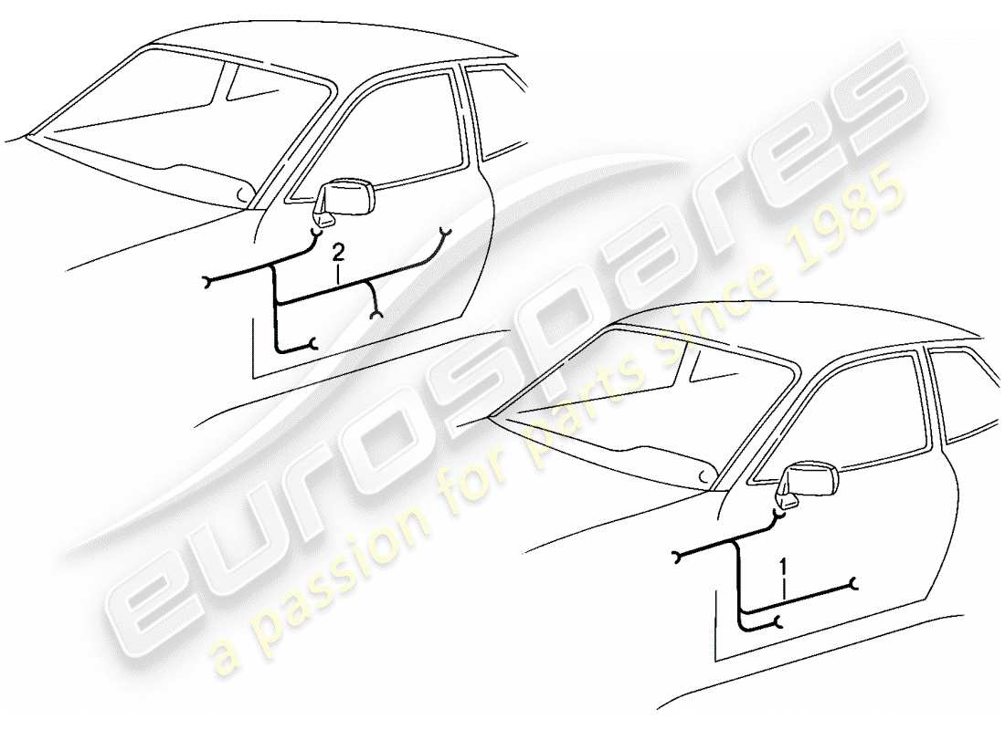 porsche 1986 (944) wiring harnesses - doors part diagram