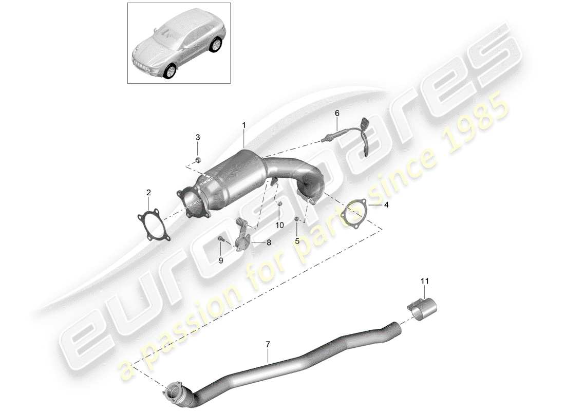 porsche 2014 (macan) exhaust system part diagram
