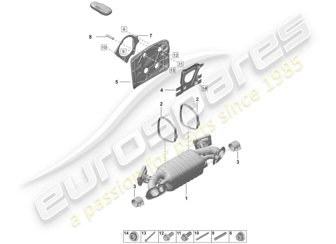porsche 2020 (992-1) silencer part diagram