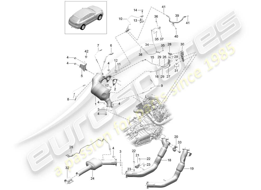 porsche 2014 (macan) exhaust system part diagram