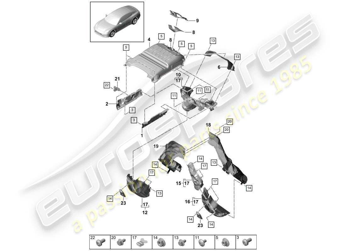 porsche 2017 (panamera 971-1) exhaust system parts diagram