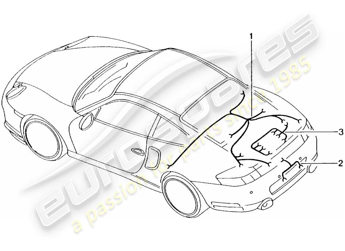 porsche 2003 (996 turbo / gt2) wiring harnesses - rear end - additional brake light - rear trunk lid - license plate light - engine - transmission - repair kit - anti-locking brake syst. -abs- - brake pad wear indicator - rear axle part diagram