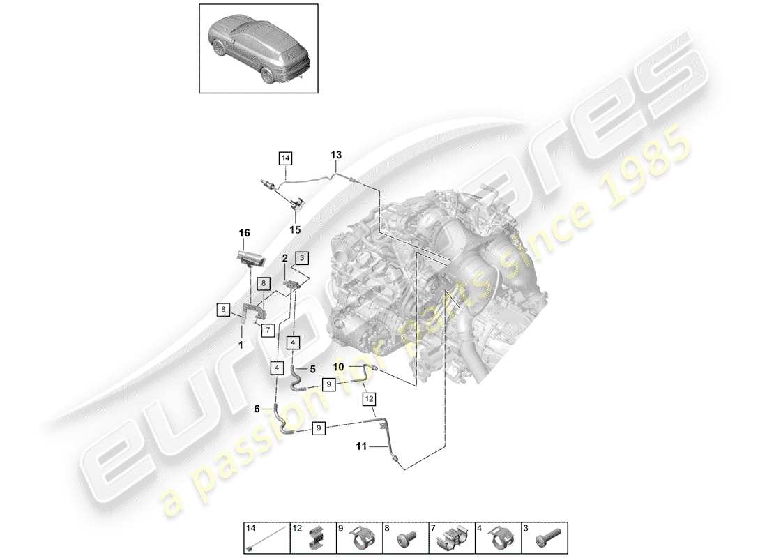 porsche 2020 (cayenne e3 9ya/9yb) control line with differential part diagram