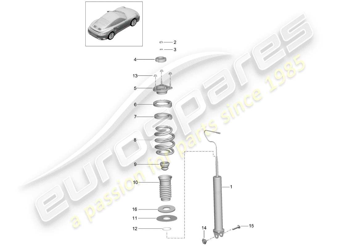 porsche 2020 (991-2 turbo) shock absorber part diagram