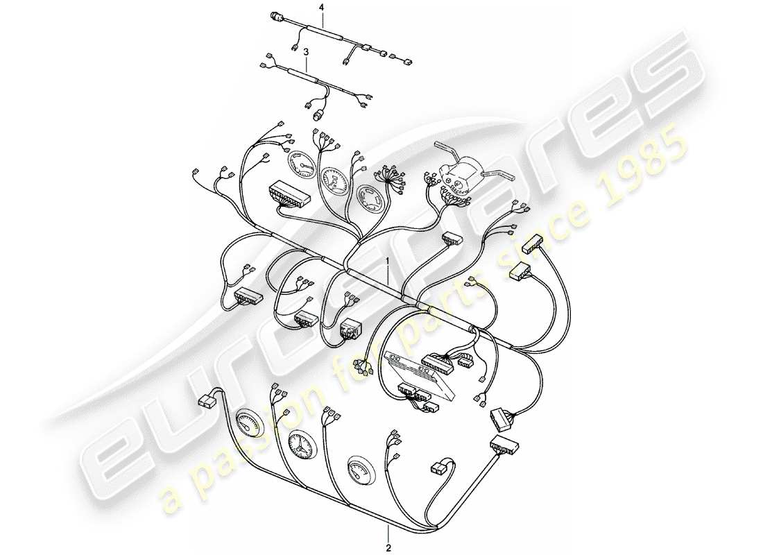porsche 1981 (924) wiring harnesses - dashboard - center console - lifting roof part diagram