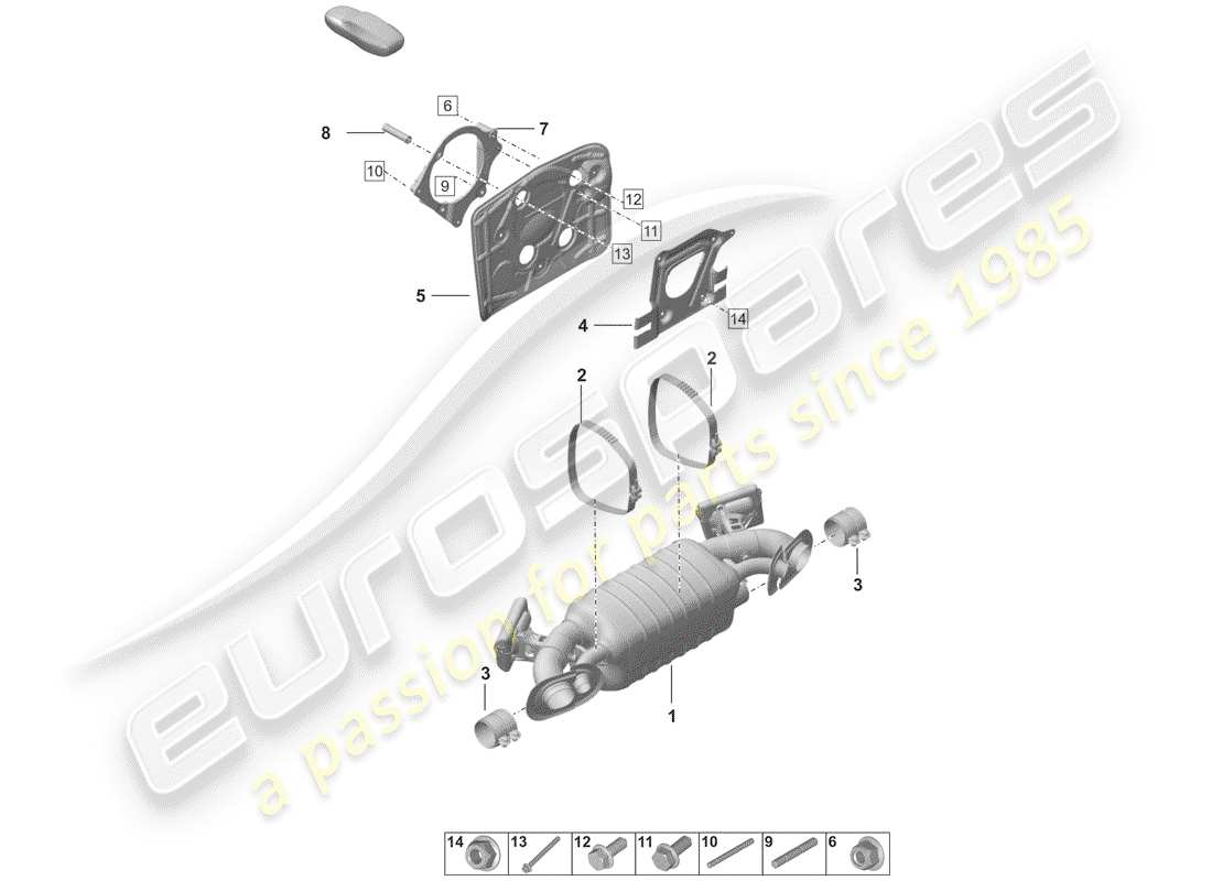 porsche 992 (2019) silencer parts diagram