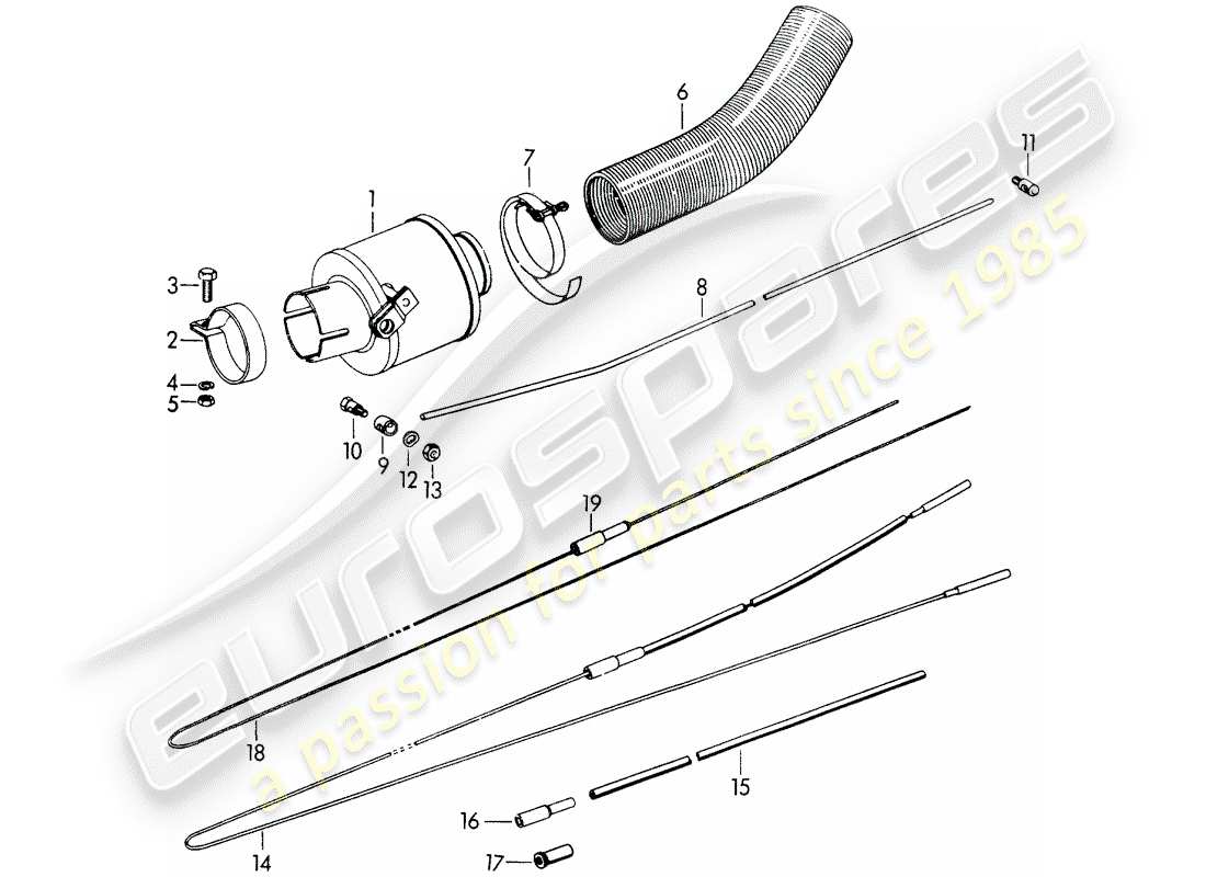 porsche 1961 (356b/356c) rubber - heating air supply parts diagram