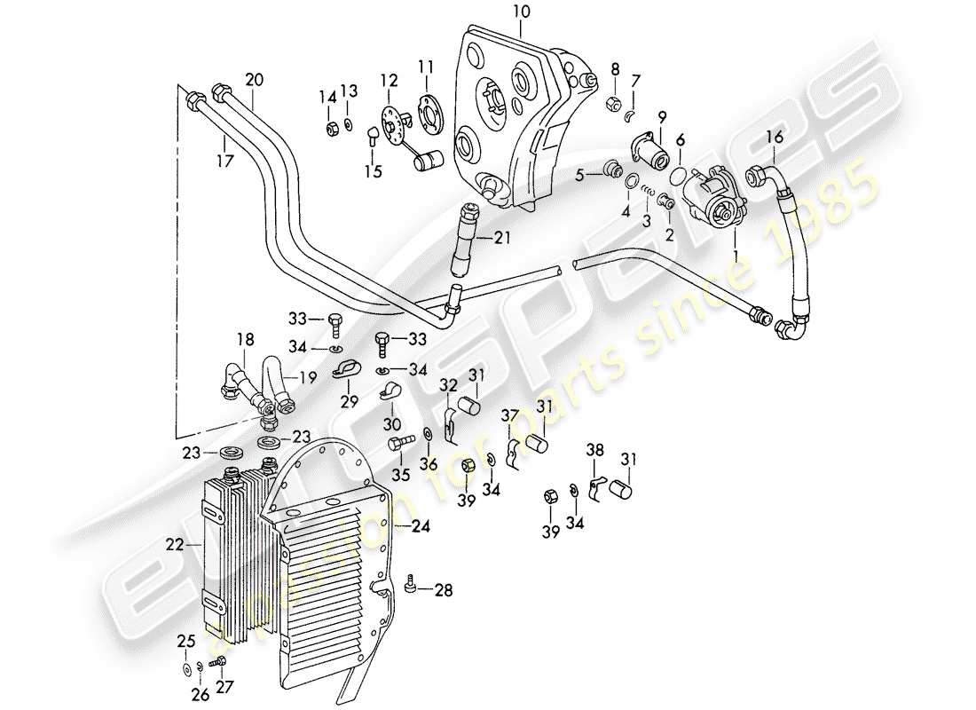 porsche 911 (1970) engine lubrication - auxiliary units - for - typ 911/53/63 - d - mj 1972>> - mj 1973 part diagram