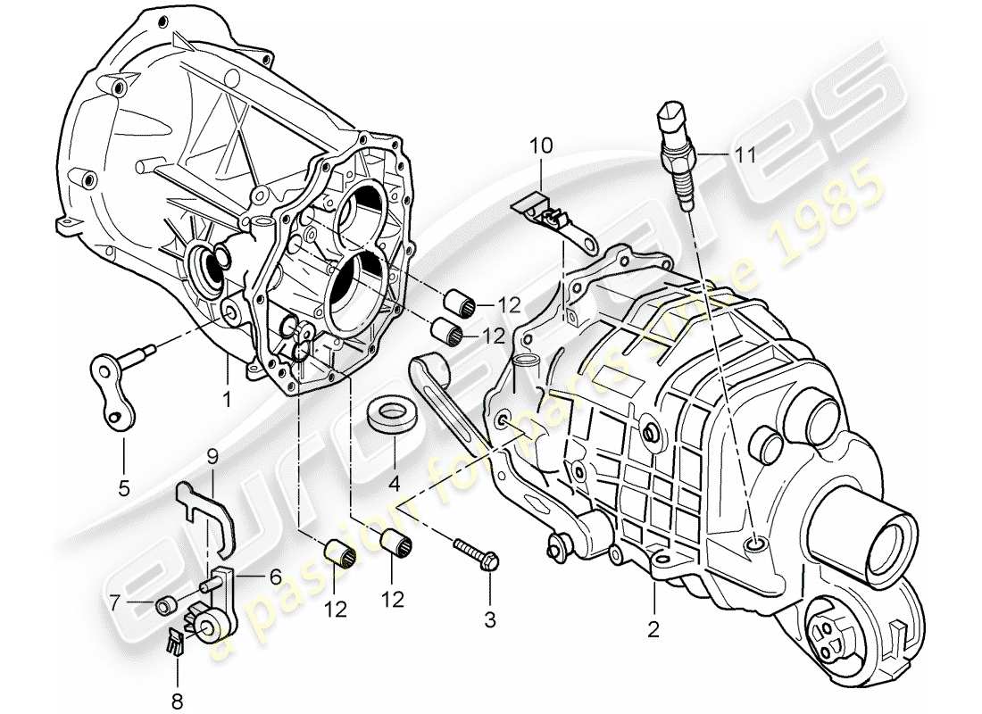 porsche 2005 (996) transmission case - transmission cover parts diagram