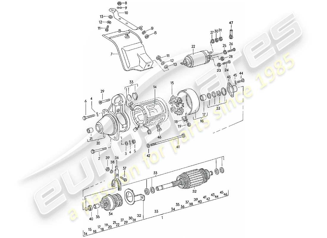 porsche 1981 (924) starter part diagram