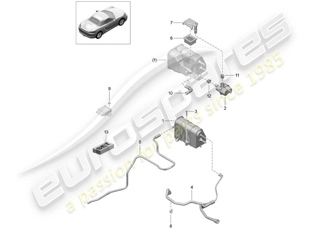 porsche 2018 (718 boxster) evaporative emission canister part diagram