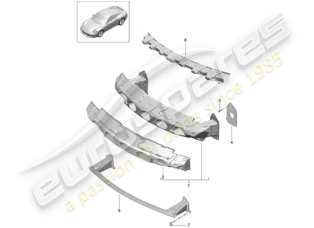 porsche 2020 (991-2) bumper bracket part diagram