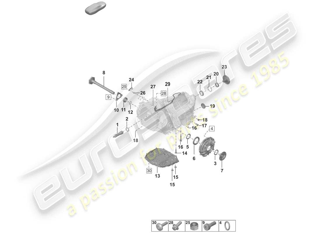 porsche 2019 (992-1) 8-speed dual clutch gearbox parts diagram