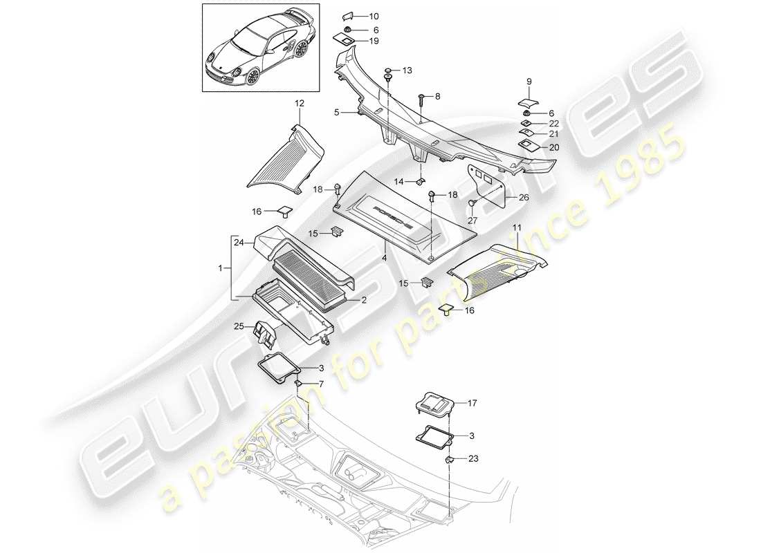 porsche 2012 (997-2 turbo / gt2 rs) particulate filter part diagram