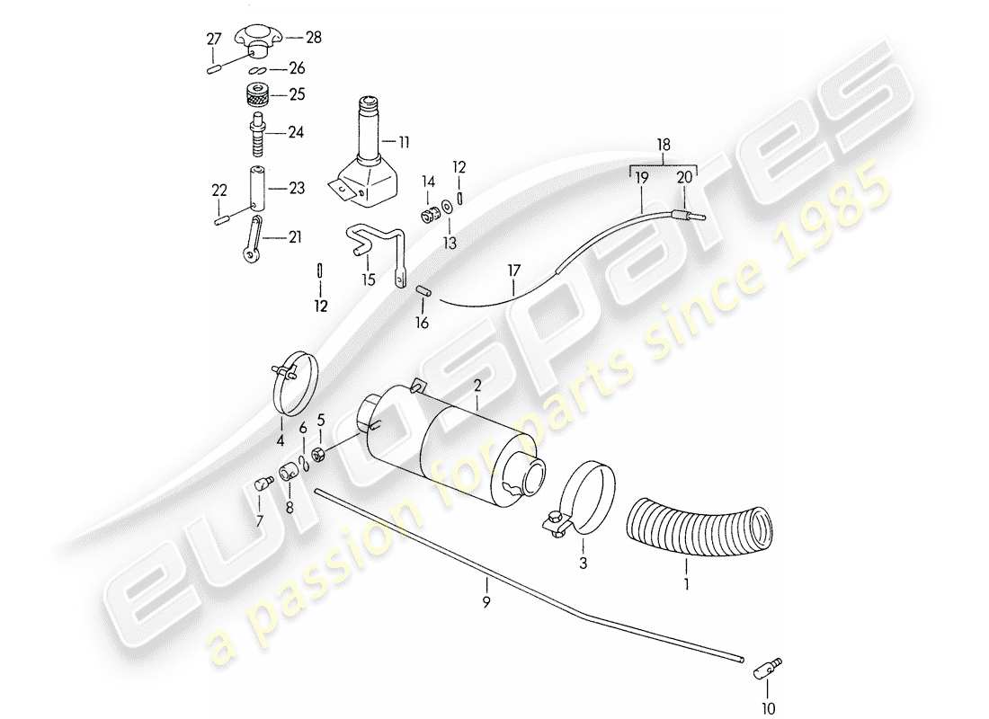 porsche 1954 (356/356a) heating air supply parts diagram