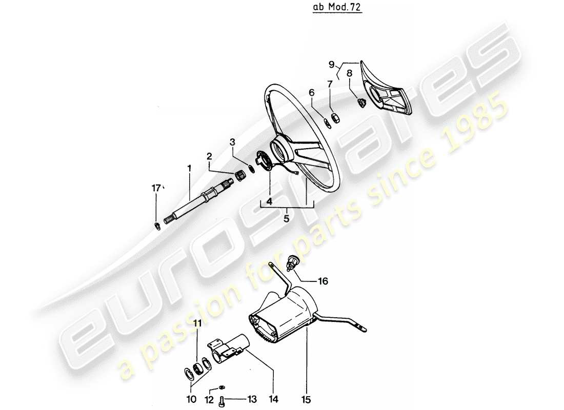 porsche 1972 (914) intermediate steering shaft - steering wheel - steering column switch - d - mj 1972>> part diagram