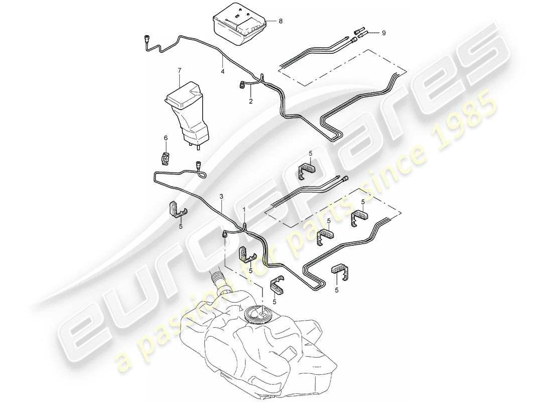 porsche 2007 (997-1) fuel system part diagram