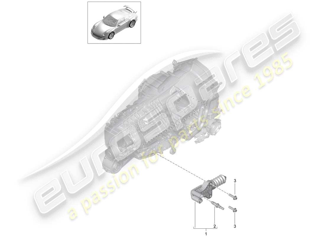 porsche 991r/gt3/rs (2015) clutch slave cylinder parts diagram