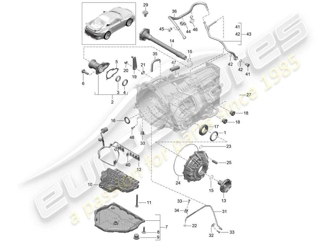 porsche 991r/gt3/rs (2014) - pdk - parts diagram