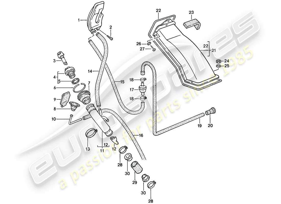 porsche 1986 (944) filler neck part diagram