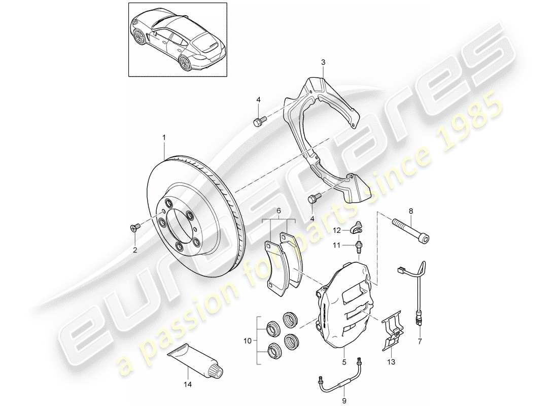 porsche 2013 (panamera 970) disc brakes parts diagram