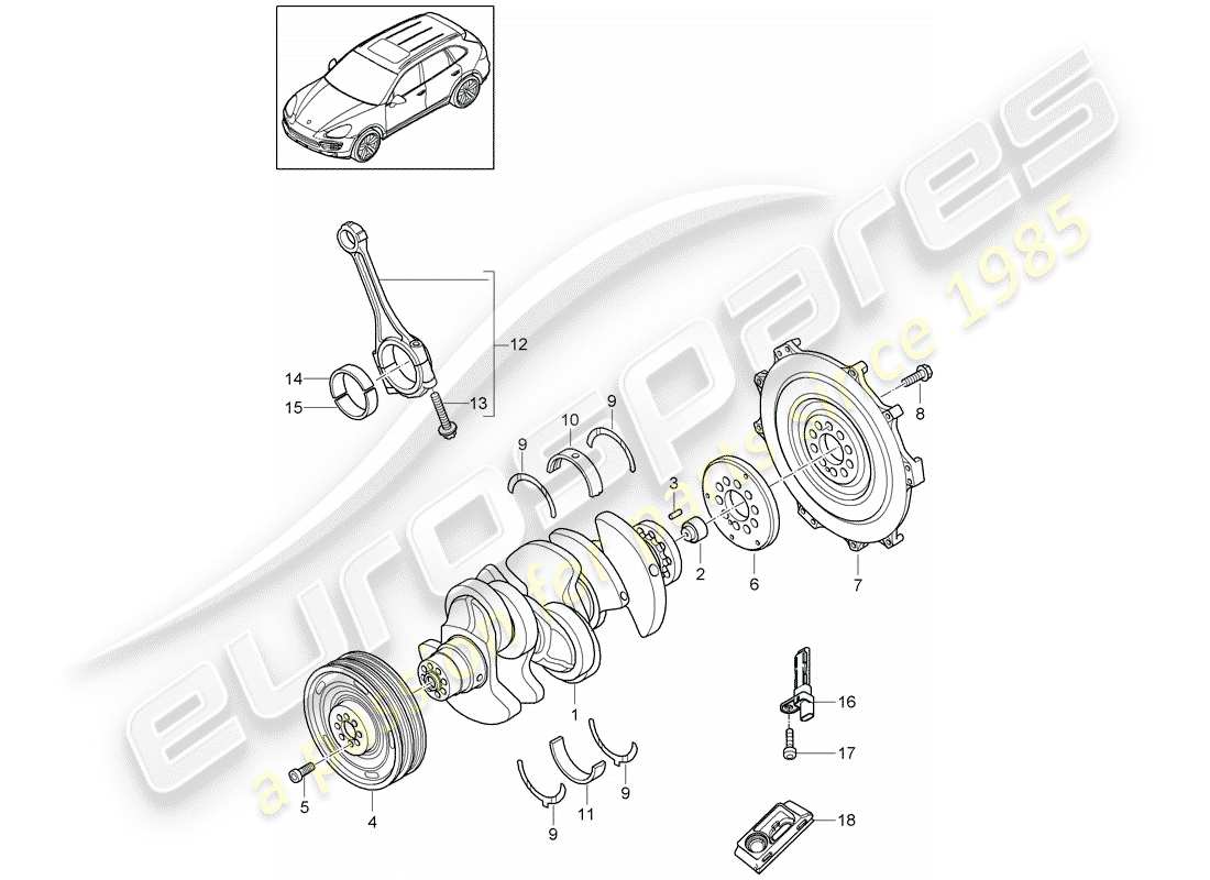 porsche 2013 (cayenne e2 92a) crankshaft parts diagram