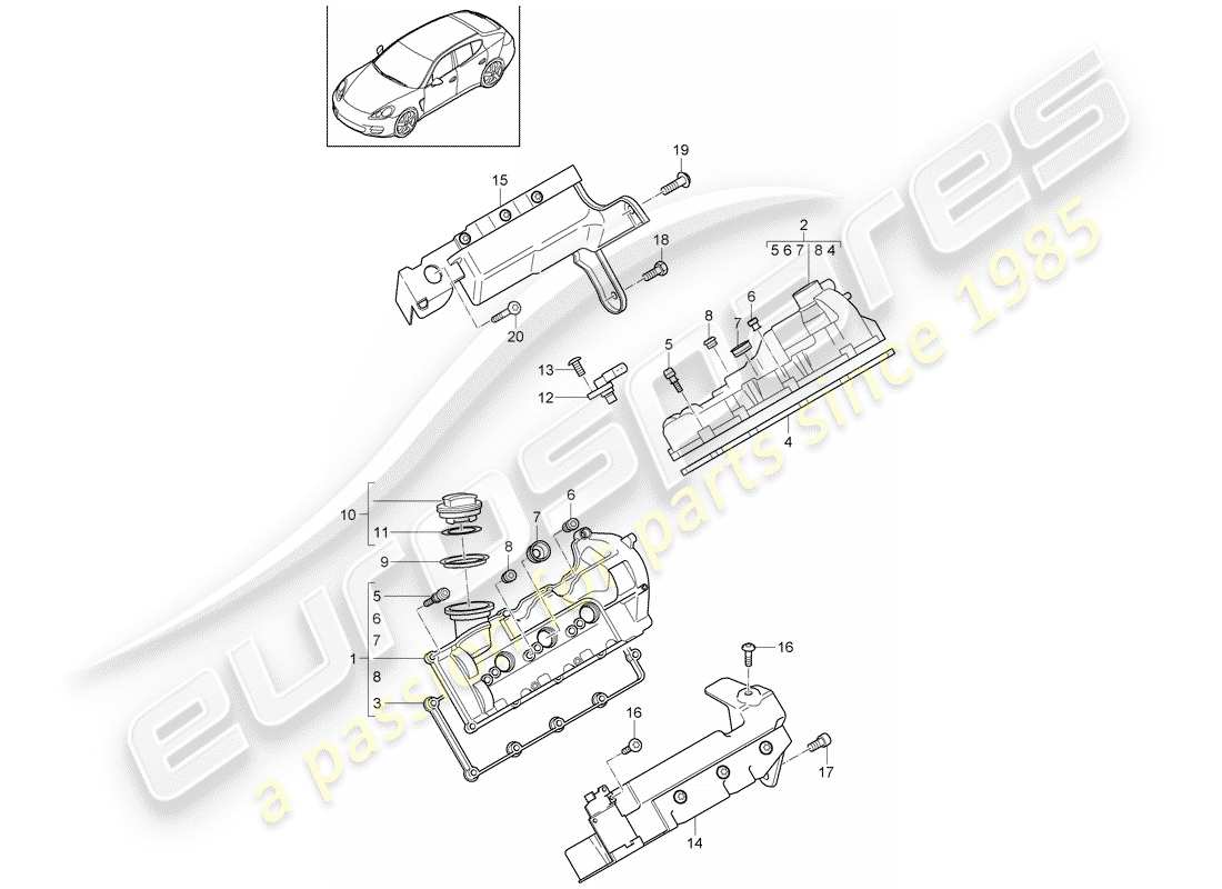 porsche 2013 (panamera 970) valve cover parts diagram