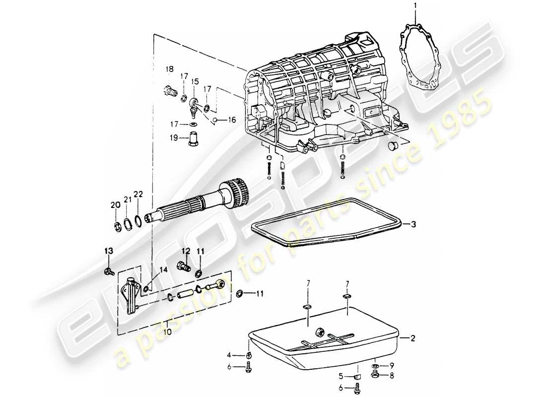 porsche 1990 (964) tiptronic - transmission case - oil pan parts diagram