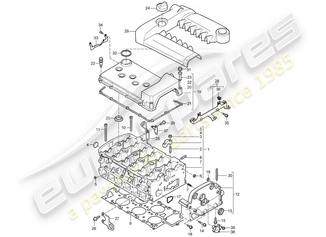porsche 2003 (cayenne e1 9pa) cylinder head part diagram