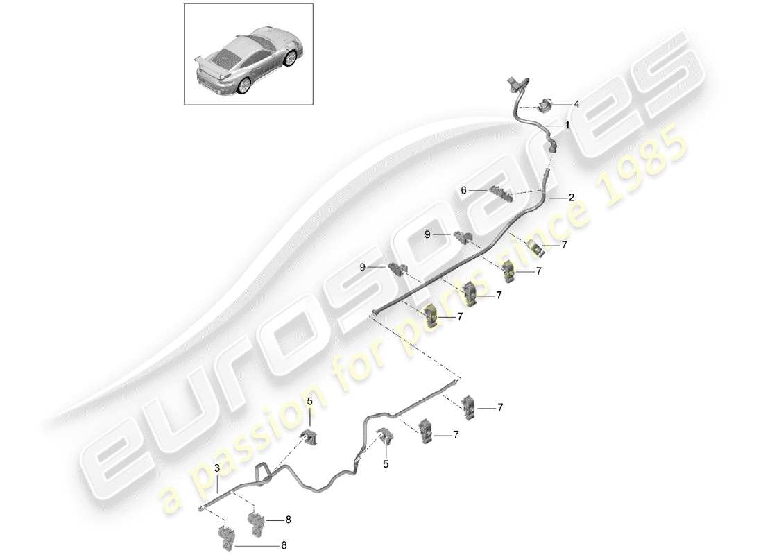 porsche 2016 (991-1 turbo) vacuum line part diagram