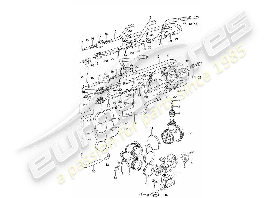 porsche 1998 (993) throttle body part diagram