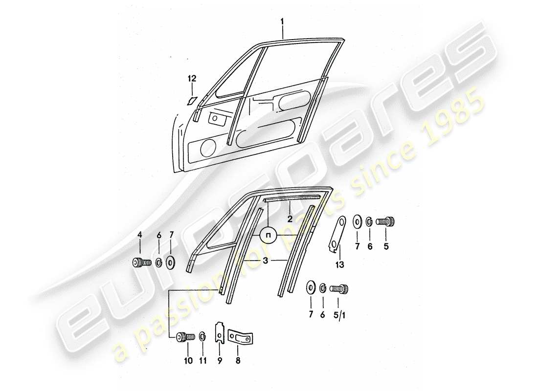 porsche 1977 (911 turbo) window frame part diagram