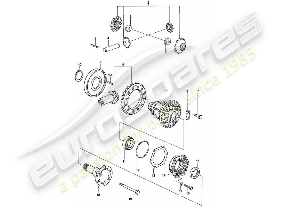 porsche 1982 (928) differential - 2 - automatic transmission part diagram