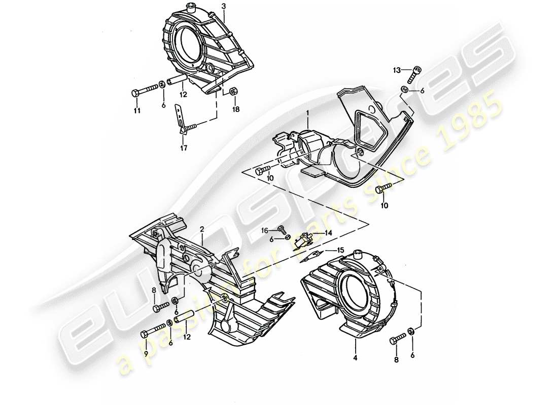 porsche 1993 (928) toothed belt covering part diagram