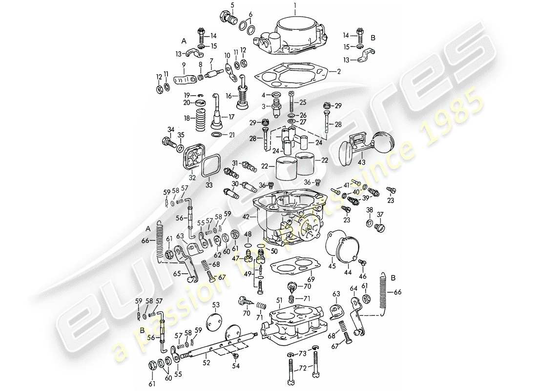 porsche 1963 (356b/356c) single parts - for - carburetor - pallas - zenith 32 ndix part diagram