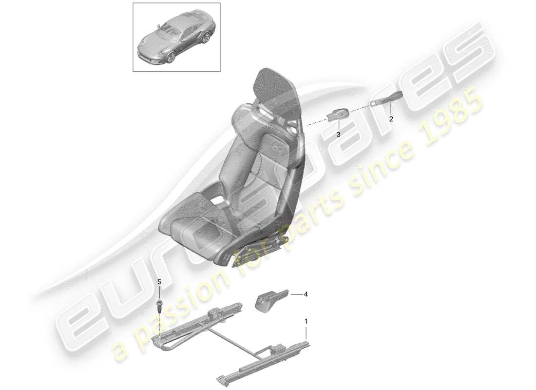 porsche 991 turbo (2014) seat part diagram