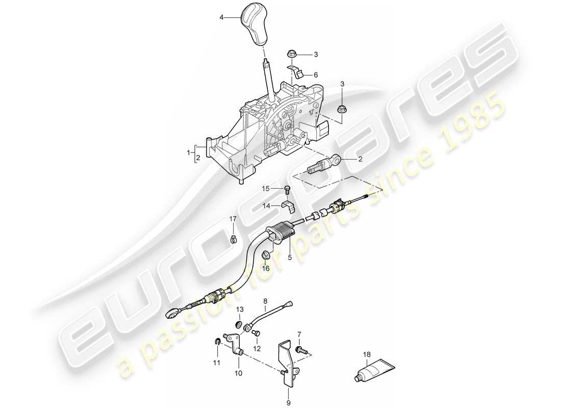 porsche 2006 (987 cayman) selector lever part diagram