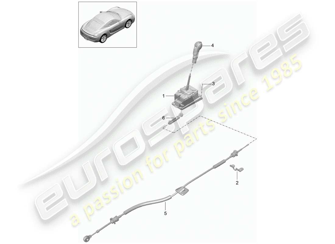 porsche 2016 (981 cayman) selector lever part diagram