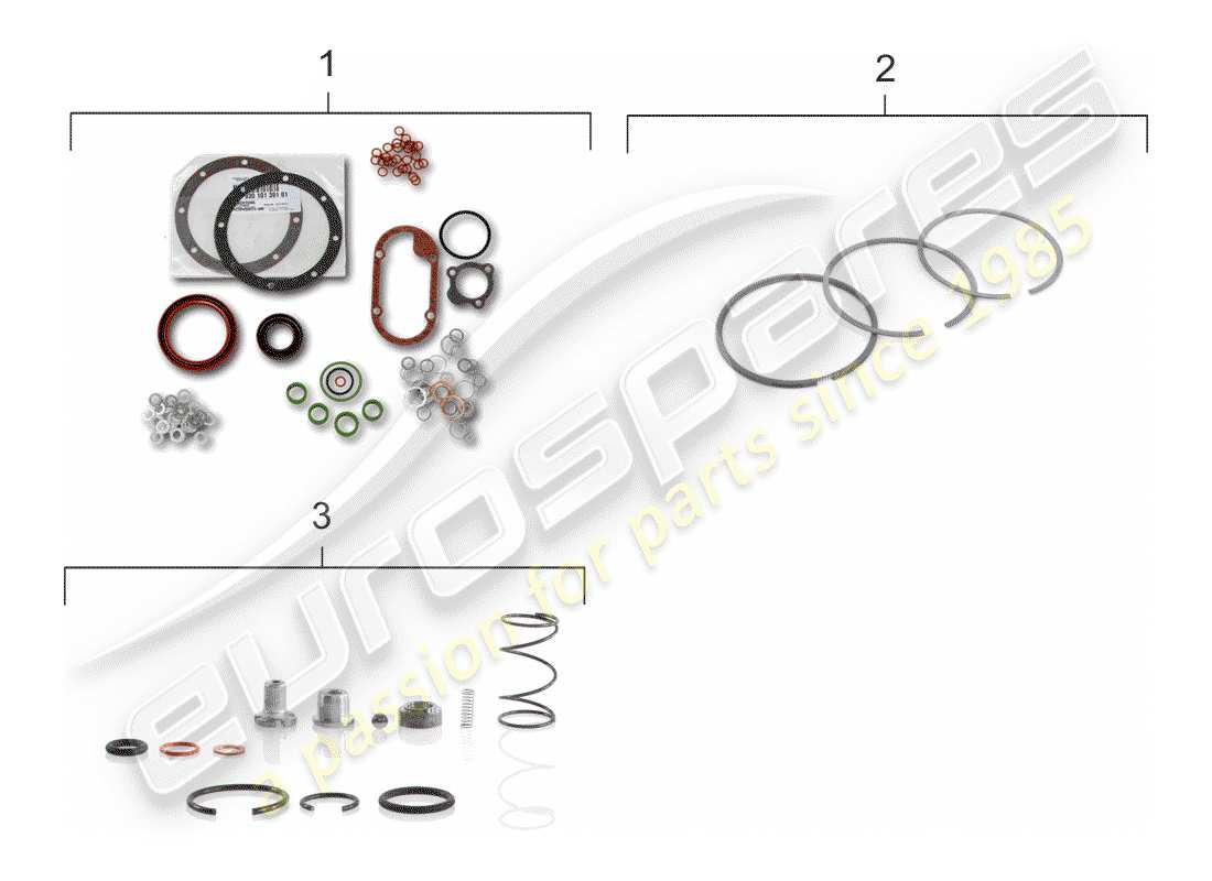porsche 1976 (911 turbo) gasket set - repair kits - maintenance set part diagram