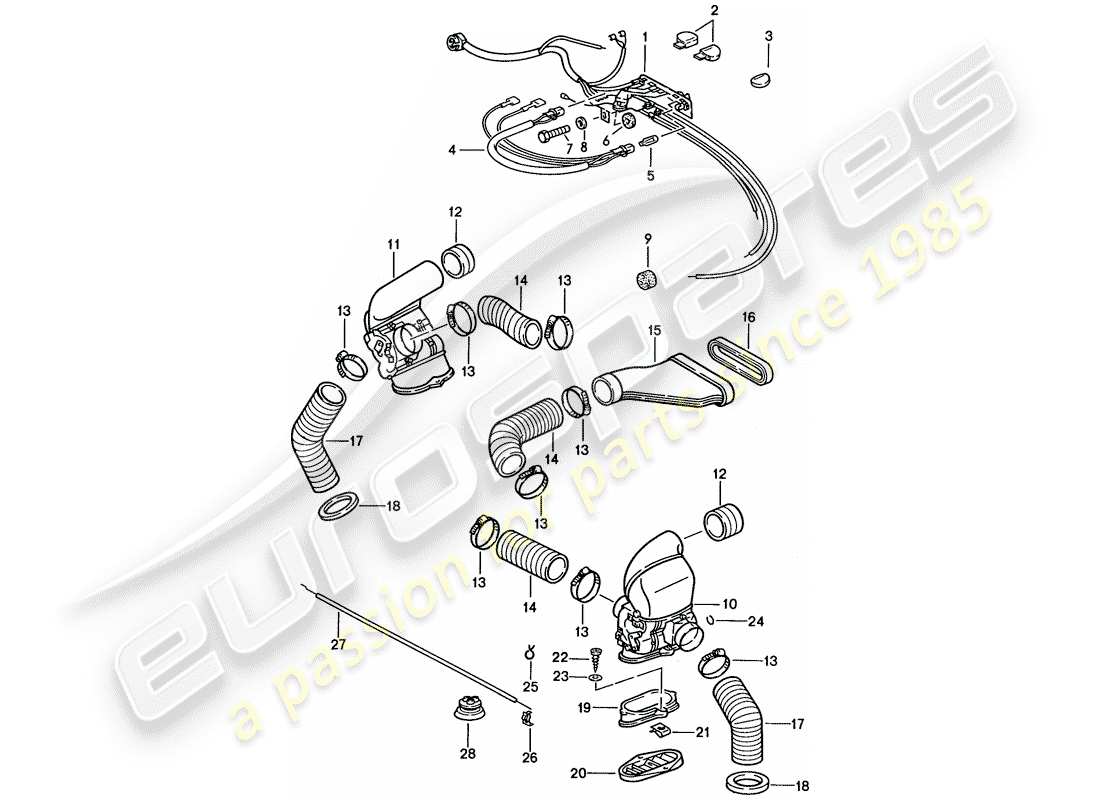 porsche 1987 (911) ventilation - heating system 2 part diagram