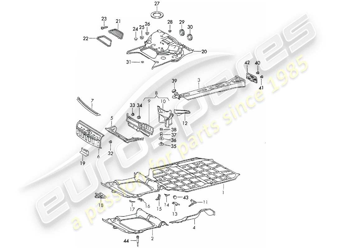 porsche 1972 (911) frame part diagram
