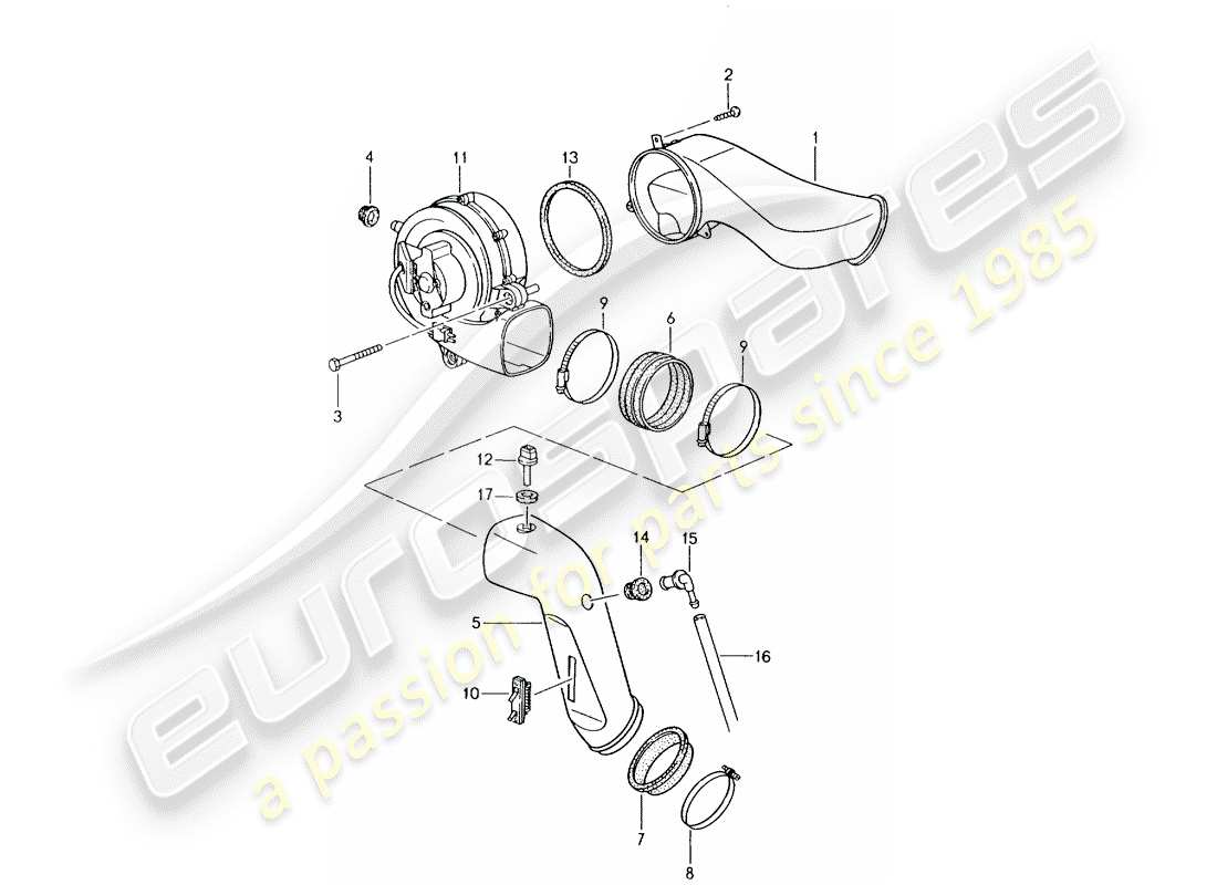 porsche 1994 (964) additional blower parts diagram