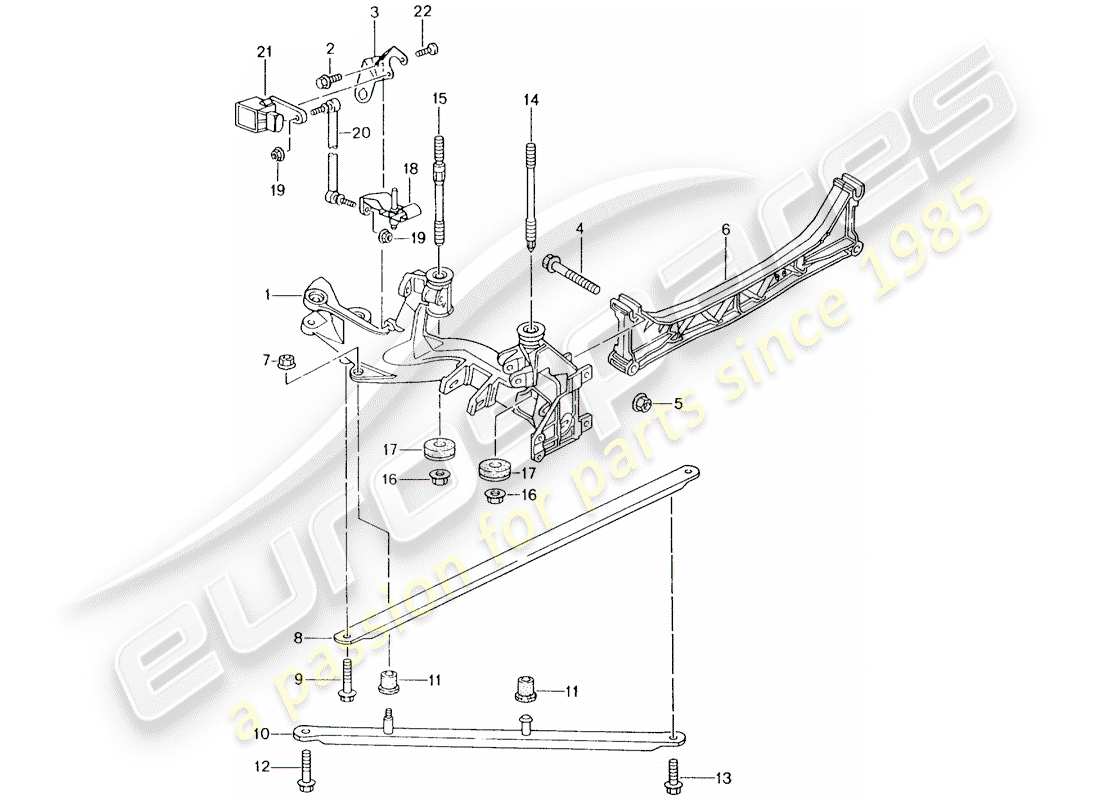 porsche 2000 (996) rear axle - side panel - bracket part diagram