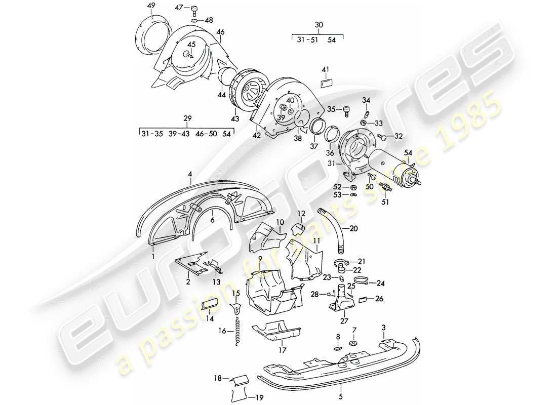 porsche 1961 (356b/356c) air cooling part diagram