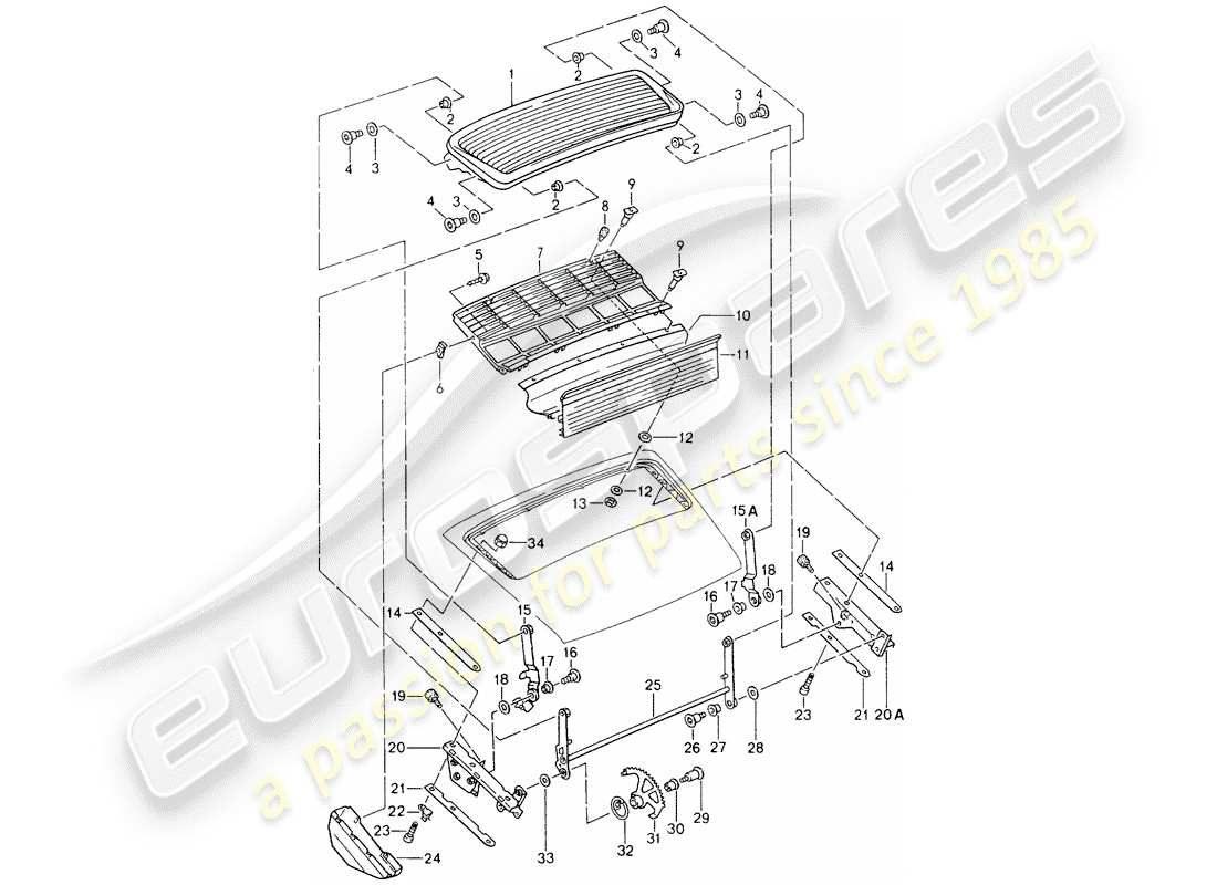 porsche 1990 (964) rear spoiler part diagram